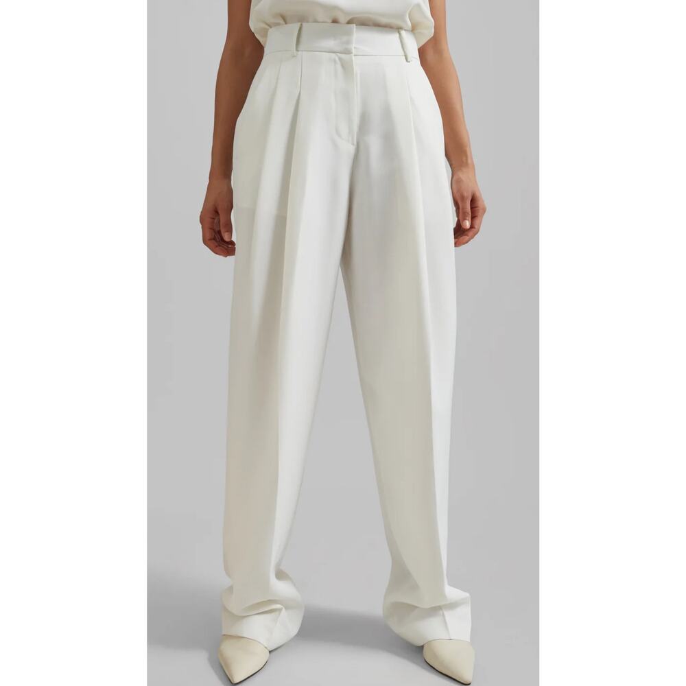 The Frankie Shop Wide-Leg Cream Pleated Trousers